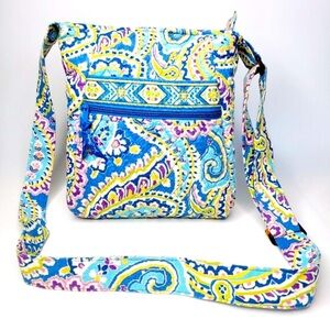 Vera Bradley Capri Blue Paisley Crossbody Bag Women's Pattern Quilted Soft Body